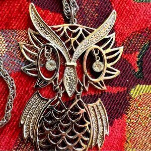 Vintage Owl Intellectual Statement Necklace